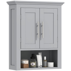 KLEANKIN Bathroom Wall Cabinet, Medicine Cabinet, Over Toilet Storage Cabinet With Shelf for Living Room And Entryway In Grey