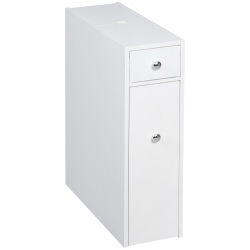 HOMCOM Small Bathroom Storage Cabinet, Space Saving Toilet Paper Cabinet, Narrow Bathroom Cabinet With Drawers And Hidden Storage In White