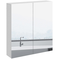 KLEANKIN 24" X 28" Medicine Cabinet, Wall Mounted Bathroom Mirror Cabinet With Mirrored Doors, Adjustable Shelves And Soft Close Mechanism In White