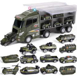 FUN LITTLE TOYS F-536 12 Die-Cast Vehicles In 1 Carrier Truck
