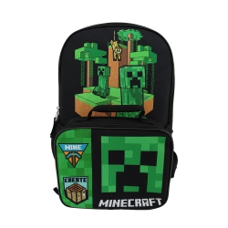 BIOWORLD Minecraft School Backpack Set for Kids With Lunch Bag -16 Inch Multicolor Shoulder Bag…, Multicolor, One Size, Backpack