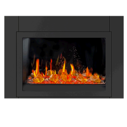 LITEDEER HOMES Litestar 38" Smart Electric Fireplace With App, Crackling Fire Sounds, Reflective Amber Glass - Zef38Vc-A In Black
