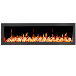 LITEDEER HOMES 2025 New Latitude Ii 68" Smart Wall Mount Electric Fireplace With App Crushed Ice Rocks & Remote - Zef68Xc