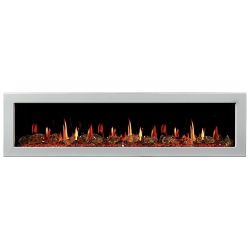 LITEDEER HOMES Gloira Ii 68" Smart Electric Fireplace With App, Crackling Fire Sounds, Reflective Amber Glass - Zef68Xaw In White