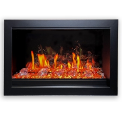 LITEDEER HOMES Litestar 33" Smart Electric Fireplace With App, Crackling Fire Sounds, Reflective Amber Glass - Zef38Vc-33A In Black