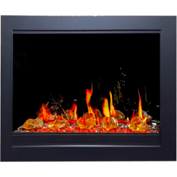 LITEDEER HOMES 2025 New Litestar 30 Inch Wall Mounted Smart Electric Fireplace Insert \w Crackling Sounds App Reflective Amber Glass (Zef38Vc-30A)