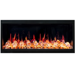 LITEDEER HOMES 2025 New Latitude 45-Inch Ultra-Slim Smart Electric Fireplace \w 1-Inch Trim, Multi-Flame Led, Crushed Ice Rocks