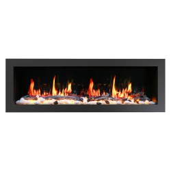 LITEDEER HOMES 2025 New Latitude Ii 58 Inch Wall Mount Smart Electric Fireplace \w Multi-Flame, Crackling Sounds, Driftwood Logs & River Rocks
