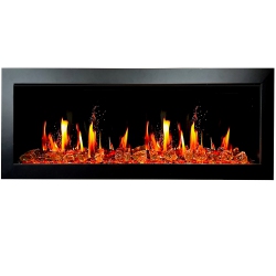 LITEDEER HOMES Latitude Ii 48" Smart Electric Fireplace With App, Crackling Fire Sounds, Reflective Amber Glass - Zef48Xa In Black