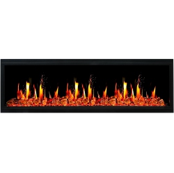 LITEDEER HOMES Latitude 65" Smart Electric Fireplace With App, Crackling Fire Sounds, Reflective Amber Glass - Zef65Xa In Black