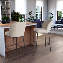 CORLIVING Luxury Boucle Bar Stools, Set Of 2