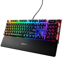 STEELSERIES Apex 7 Mechanical Gaming Keyboard Oled Smart Display USB Passthrough And Media Controls Tactile And Quiet RGB Backlit (Brown Switch)