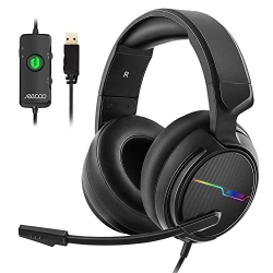 JEECOO USB Pro Gaming Headset for PC 7.1 Surround Sound Headphones With Noise Cancelling Microphonememory Foam Ear Pads RGB Lights for Laptops