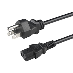 MAD OWL Ac Cable 3 Prong Us Standard Powercable 1.5 M/4.92 Ft, 3 Prong 10A 18Awg, Black, for Computers, Tvs, Monitors, Printer & More