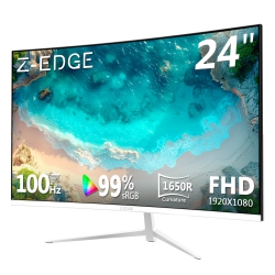 Z-EDGE U24C 24 Inch 1080P 1920 X 1080 Full HD Led Backlit 100Hz 1650R Curved Monitor, 99% Srgb, HDMI + Dp
