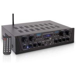 PYLE 500W Karaoke Wireless Bluetooth Amplifier - 4 Channel Stereo Audio Receiver \w Aux In, Fm Radio, Rca Subwoofer Speaker Out, USB, Microphone In