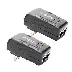 ICREATIN 2-Pack Wall Poe Injector Power Over Ethernet Adapter 802.3Af 48V 24W 0.5A for Security Ip Cameras Ip Phones, 10/100Mbps