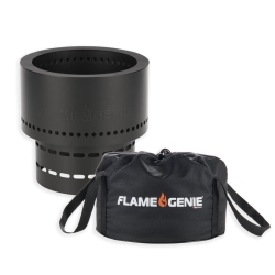FLAME GENIE ® Pellet Fire Pit Galvanized With Tote In Black