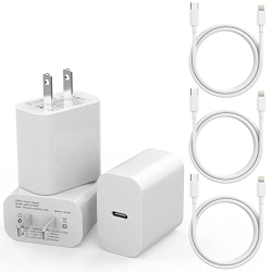 GNUADZ 3Pack Iphone 12 13 Fast Charger [Apple Mfi ], 20W Pd Adapter \w 6Ft Type C to Lightning Cable Fast Charging USB C Wall Charger for Iphone