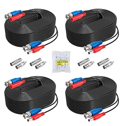 ANNKE 4 Pack 30M/100Ft All-In-One Video Power Cables, Bnc Extension Surveillance Camera Cables for Cctv Security Dvr System Installation, Free 8 X