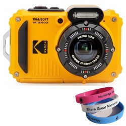 KODAK Pixpro Wpz2 Rugged Waterproof Shockproof Dustproof Wifi Digital Camera (Yellow) 16Mp 4X Optical Zoom 1080P Full HD Video Vlogging Camera 2.7