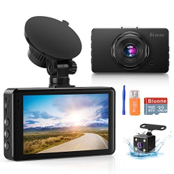 BIUONE Dash Camera for Cars, Super Night Vision Dash Cam Front And Rear \w 32G Sd Card, 1080P Fhd Dvr Car Dashboard Camera \w G-Sensor, Wdr, Parking