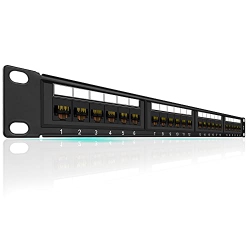 RAPINK Patch Panel 24 Port Cat6 10G Support, Network Patch Panel Utp 19-Inch, Wallmount Or Rackmount 1U Ethernet Patch Panel Punch Down Block For