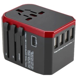 TUTT Travel Essentials | Universal Travel Adapter 180+ Countries Adaptateur International Kit 4 USB+Type-C Us Uk Eu Australia