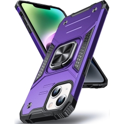 HLD for Iphone 15 Case \w Stand, Military Grade Full Body Protective Phone Case \w 360° Rotatable Metal Ring Kickstand Support Magnet Mount