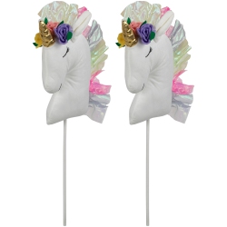 NORTHLIGHT Set Of 2 Plush Rainbow Mane Unicorn Picks 24