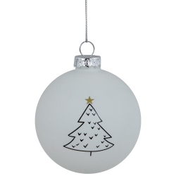 NORTHLIGHT Matte Christmas Tree Glass Ball Ornaments - 3" - - 4Ct In White