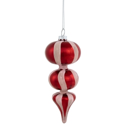 NORTHLIGHT Shiny And Frosted Striped Candy Cane Finial Glass Christmas Ornament - 5.5" In Red