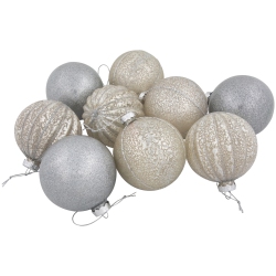 NORTHLIGHT 2-Finish Glass Ball Christmas Ornaments - 3" (80Mm) - And Silver - 9Ct In Gold