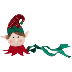 NORTHLIGHT 16" Plush And Green Elf Christmas Tree Topper, Unlit In Red