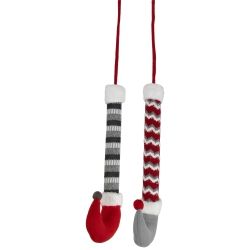 NORTHLIGHT Set Of 2 Gray And Plush Elf Leg Christmas Picks 30" In Red