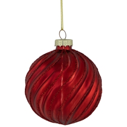 NORTHLIGHT Glittery Swirls Glass Christmas Ball Ornaments - 3" (80Mm) - - 4Ct In Red