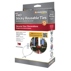 SIMPLE LIVING Set Of 12 Sticky Reusable Ties With Clip Hooks 2