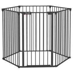 PAWHUT Dog Playpen Diy Adjustable, Puppy Play Pen Dog Fences Indoor \w Automatically Close Lock, Pet Door for Doorway Stair, Fireplace Christmas