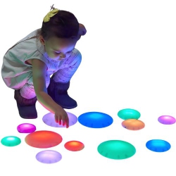 TTS Illuminated Glowing Pebbles V2 Sensory Set Toy for Kids - 12-Piece, Rechargeable Glowing Educational Toys, Teaching Learning Classroom Materials