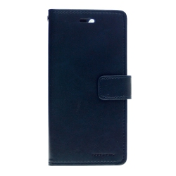GOOSPERY Topsave Bluemoon Card Slot W/magnetic Clip Leather Folio Wallet Flip for Iphone 15 (6.1) In Navy Blue