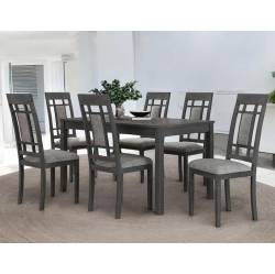 COSMIC HOMES Alexia 7-Piece Classic Wooden Dining Table Set for 6, Grid Design Dining Chairs Set Of 6
