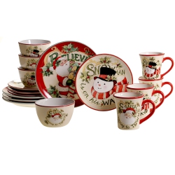 CERTIFIED INTL 16 Piece Santa And Snowmen Christmas Dinnerware Set