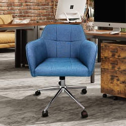 LUXWIN Fabric Upholstered Button Tufted Office Chair In Blue