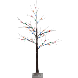 NORTHLIGHT Led Lighted Frosted Christmas Twig Tree - 4' - - Multi-Color Lights In Brown