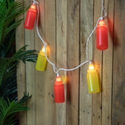 NORTHLIGHT Ketchup And Mustard Squeeze Bottles Patio Light Set - 6' Wire - 10Ct In White