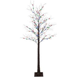 NORTHLIGHT 6' Led Lighted Frosted Christmas Twig Tree - Multi-Color Lights In Brown