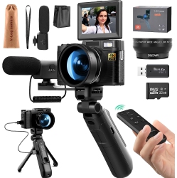 NBD 4K Digital Cameras for Photography, 48Mp Video/vlogging Camera For, Vlogger Kit, Content Creator Kit-Microphone & Remote Control Tripod Grip