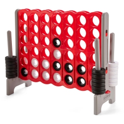 GYMAX Jumbo 4-To-Score Game Set Giant 4 In A Row Kids Adults W/ 42 Jumbo Rings In Red