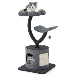 GYMAX 35" Cat Tree Tower 3-Layer Activity Center W/ Sisal Scratching Board & 2 Perches