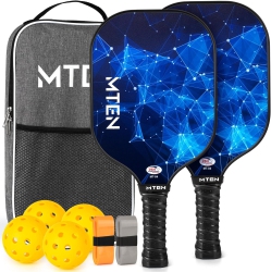 MTEN Usapa Approved Fiberglass Pickleball Paddle Set – Lightweight, Durable Rackets for Men & Women – Complete Pickleball Set for Indoor &